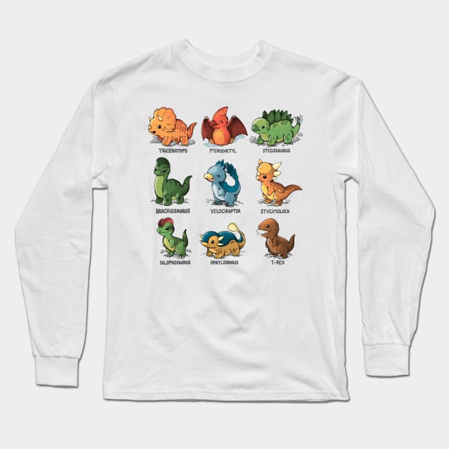 Dinosaurs Kawaii Long Sleeve T-Shirt by Vallina84